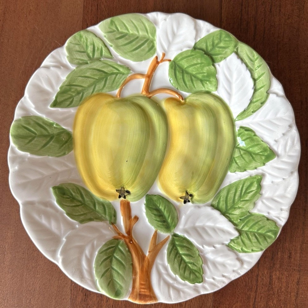 Erik Van Horn Fruit du Jour Plates Set of 6 Shafford Majolica 1987 Vintage - Picture 7 of 10
